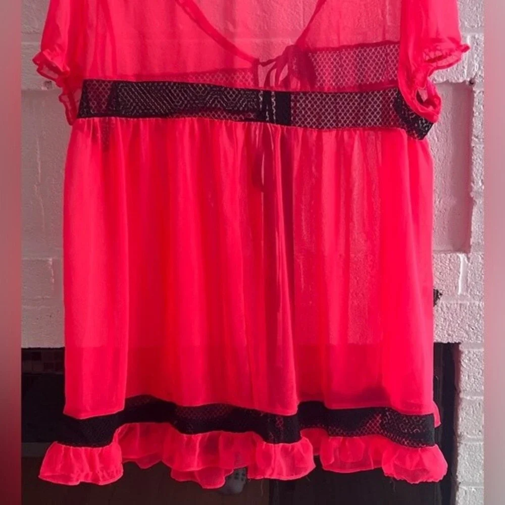 Victoria's Secret Babydoll Robe SZ M Babydoll Pink Melon satin ribbon tie Rare